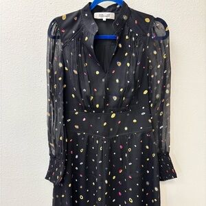 Diane Von Furstenberg Black Dress with Colorful Dots